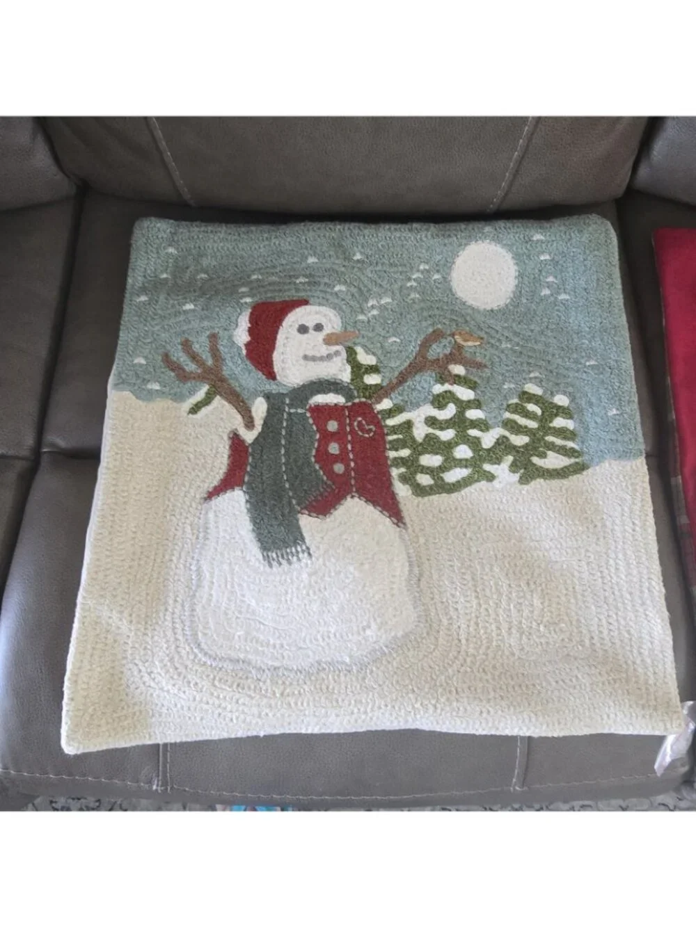 2 Pottery Barn Embroidered Winger Scene Snowman Pillow  / Cover 18